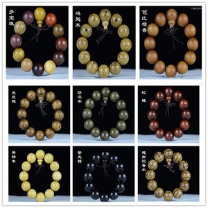 Link Bracelets Rosewood Agarwood Huanghua Pear Green Sandalwood Bracelet Buddhist Beads Rosary Men's And Women's