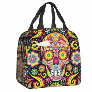 mexican Sugar Skull Day Of The Dead Art Insulated Lunch Bags Women Resuable Thermal Cooler Food Lunch Box Outdoor Cam Travel x5xY#