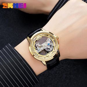 Orologi da polso skmei watch orologio meccanico incavato maschile semplice tendenza impermeabile di lusso