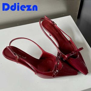 Sandaler Fashion High Heels Womens 2024 Pump Bow Light Womens Shoes Elegant Sling High Heel Sandaler Womens J240416