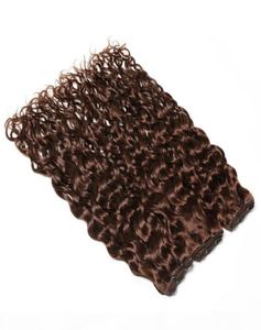 Chokladbrun indisk mänsklig hårväv buntar våta och vågiga dubbla wefts 3 buntar 4 mörkbrun vattenvåg mänskliga hårförlängningar26372229