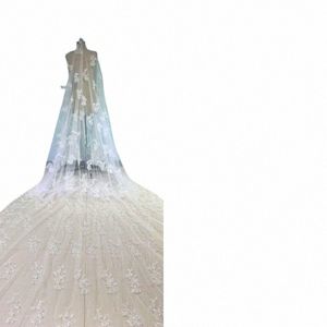 Luxo Bridal Bridal Wedding Véils Catedral Comprimento com pente grátis 5 m LG LACE BRANCO APPLICE VEIL F0UH#