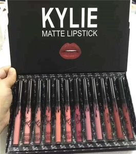 12шт в 1 KY Matte Liquid Lipstick Kit Long Loft Lip Gloss Foundation Makeup Set Set Unnestick Cup Sup The High Caffect7317338