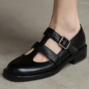 Casual Buty oryginalne skórzane wąskie opaski Patchwork Poste Out Cage Flats Mokasyny