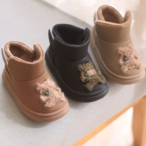 Boots Baby Snow Boots Bear Plush Lining Warm Winter Shoes for Kids Thicken Children Cute Cartoon Platform Shoes for Girls Boys