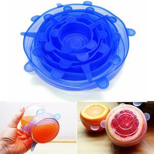6PCS Silicone Stretch Lids Reusable Preservative Lid Airtight Food Storage Covers Durable To Keep Food Fresh Safe Smiley Cling Wrap