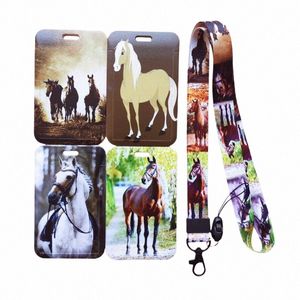 Pojkar Animal Horse Lanyard ID Card Holder Office Worker Cardholder Hästar Kreditkort Case Card Protector Christmas Gift Q8QV#