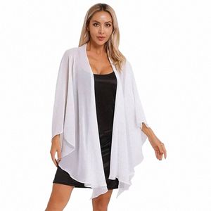 Chiff Cape Bolero Women Femme Lekkie przylądki Kurtka Evening Wedding Małże ślubne Acries Shawl Dr Cover Up Multicolo D1ku#