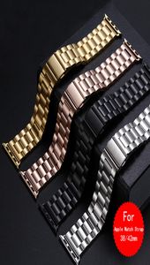 Armband Luxury Classic rostfritt stål Butterfly Band för Apple Watch 38mm 40mm 42mm 44mm Guld för IWATCH Series 1 2 3 4 Strap2205585