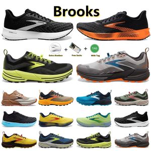 Brooks Brook Cascadia 16 Mens Running Shoes Hyperion Tempo Triple Black White Grey Amarelo Amarelo Mesh Moda Treinadores de Moda ao ar livre Men esportes tênis de corrida 40-45