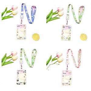 Acrylkaninchen -Bärenpanda -Kartenhalter transparenter Brief Busing Kreditkartenkoffer Acrylkartenabdeckung mit Lanyard Keychain H55T#