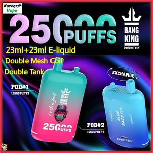 Stora puffar av Vape Bang King 25000 Puff Disposable Vape laddningsbara E Cigaretter 25K Puffs Mesh Coil 12 Flavors 23 ml*23 E-Liquid Puff 25K Vaper