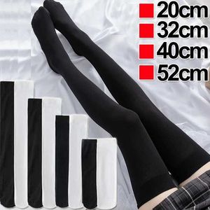 Calzini sexy 4sse 4sse sexy Black White Color Soild Socks Long Women Over Knee Thigh High Over the Knee Stockss Lolita Ladies Girls Girls Knee Socks 240416