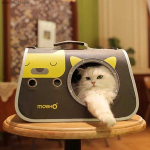 CAT CARRIRS CRATES المنازل CAT CARRIRE BA مع نافذة شفافة للتنفس PET HANDBA كبسولة ساحة السفر في الهواء الطلق cat toteba مستلزمات الحيوانات الأليفة l49