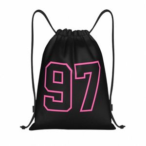 Nummer nr 97 Sports Jersey Athlete Fan Pink Black Lu DrawString väskor Gym Bag Hot Lightweight C0PO #