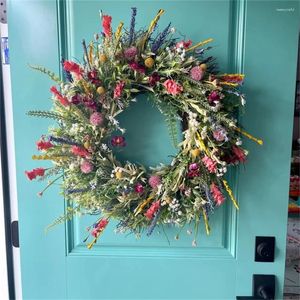 Decorative Flowers Artificial Spring Wreath 45cm Wreaths For Front Door Summer With Daisy Indoor Porch Farmhouse Decor