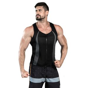 Men's Tracksuits Running Sports Zipper Fitness Suit Fat-burning Shaping Sweat-proof Clothing Mens Shorts Vest Set