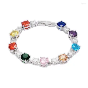 Link Braccialetti Fleure Esme Donne di lusso carine con fascino Morganite giallo peridot viola blu rosa zirconia cubica zirconia rhodium placcata R669