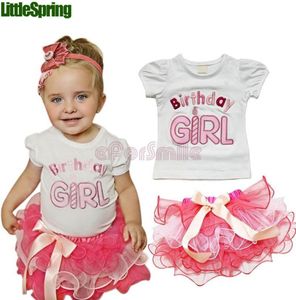 Little Birthday Girl Clothing Set för Summer Embroidery Letter Pure Cotton Tshirt Tutu Cake kjol 2st Baby Kids Suits 90130 T574226798