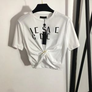 2024デザイナーTシャツ女子ファッショントップトップ新しいレターシャツプリントピンウエストショートクロップショートスリーブTシャツホワイトピンクブラックレディーストップブラウスドレス衣類smlxl