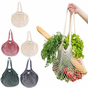 Taşınabilir yeniden kullanılabilir bakkal çantaları sebze çantası wable pamuklu örgü ipi organik organizatör çanta kısa sap net tote n4wx#