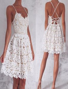 2017 New Spaghetti الأشرطة Mini HomeComing Dresses Full Laceup Laceup Back Olcyfeless Homecoming Fresses Party Cocktail Party 7191002