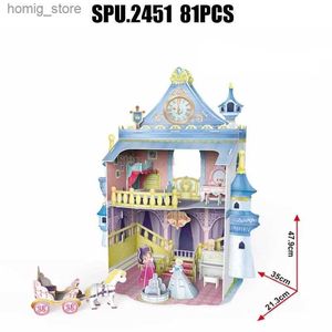 3D Puzzles 81pcs fadas fadas de fadas Princesa Castelo Diy 3d Papel Puzzle Modelo Toy Y240415
