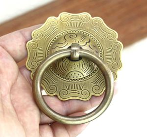 carving Chinese antique drawer circle knob furniture door handle hardware Classical wardrobe cabinet shoe closet cone vintage ring4317849