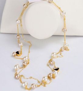 Hela designer Luxury Classic Cute Diamond Heart Elegant Pearl Multi Layer Long Sweater Statement Necklace For Woman7497367