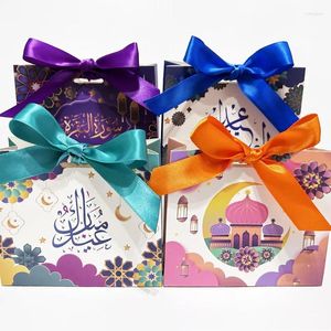 ギフトラップ5PCSラマダンボックスEid Mubarak Candy Cookie Cookie Boxes Packaging Bages decoration 2024イスラム教徒のパーティー用品