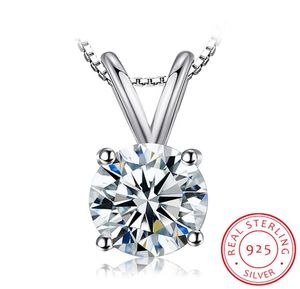 2CT Lab Diamond Solitaire Anhänger Halskette 925 Sterling Silber Choker Statement Halskette Frauen Silber 925 Schmuck mit 45 cmchain504086445