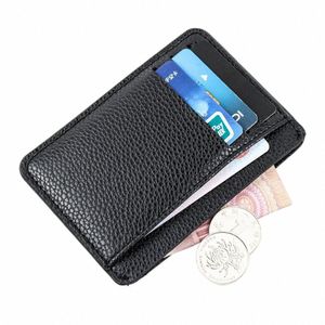 Id Credit Bank Card Titular Wallet Men Holder Pu Leather 6 Cards Slot Slot Ultra-Fhin Lichee Pattern Mey Wallet M3ya#