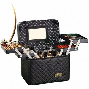 Profilowe kobiety makijaż o dużej pojemności Fi Toaletowa torba kosmetyczna Multilayer Surage Box Portable Make Up Suitcase v4me#