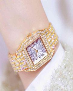 Rzymska liczba kobiet luksusowa marka zegarek zegarek złota damskie zegarki na nadgarstki Diamond Square Kobieta Montre Femme 2107075582654