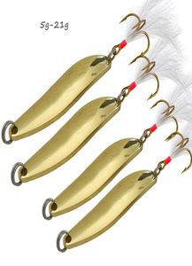 10pcslot 521G5cm9cm Gold Spoons Metal Baits Lures 864 Hook Fishing Hooks Fishhooks Pesca Tackle Accessories KU6241342877