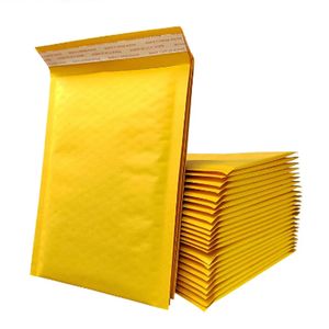 Gul Kraft Paper Bubble Mailers Packaging Väskor Självförsegling Padded kuvert Poly -fodrade fraktpåsar för bussighet