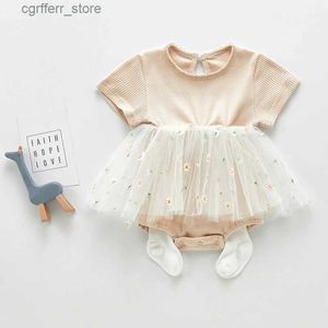 Romances Milancel Novo verão Baby Bodysuit Infant Sweet Daisy Mesh Mesh Mumpsuit Dress Girls Girls One Piece L410