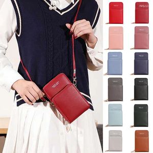 Shoulder Bags Puimentiua Mini Women Purses Solid Color Leather Strap Bag Mobile Phone Card Holders Wallet Handbag Pockets Girls