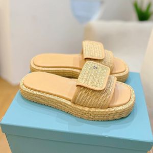 Designer Slide Women Women Straw Slipper Sandal Sandalo Slide Slides House Casual Pols Flip Flip Beach Classic