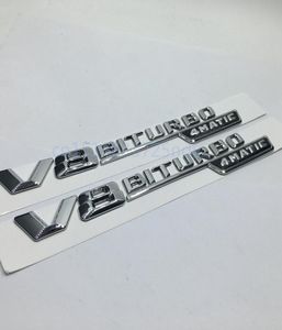 Uppsättning av 2 för Mercedes Benz AMG V8 Biturbo 4Matic Car Trunk Number Letters Badge Emblem Sticker8223238