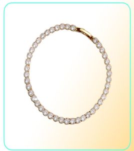 Bracciale d'oro uomo ghiacciato Tennis Bracciale Catena AAA Zirconia cubica Zirconia Silver Womens Bracelet Designer Copper White Diamond Chains B1943184