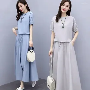 Work Dresses Summer 2024 Set Slim Skirts Sleeve Suit Cotton Linen Skirt Two-Piece Women's Fashion 2PCS Temperament Ladies Outfit