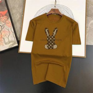 2024 Summer 100% Cotton Luxury Brand Thirts for Men Hip Hop Rabbit Graphic T-shirts Harajuku Y2K Top Tees oversize 240416