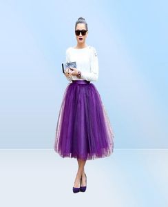 ファッションリージェンシーパープルチュールスカート女性用ミディの長さハイウエストフォーマルパーティースカートTUTUアダルトスカート5999812