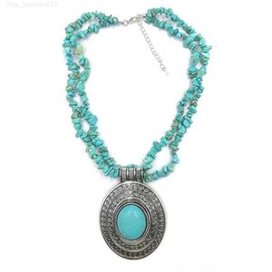 Classic Jewelry Turquoise Stone Necklace ancient silver necklace 2 colors