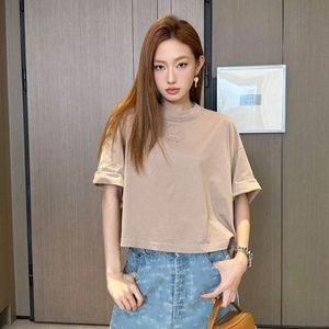 Womens TShirt Miumiuss Tshirt Designer Luxury Fashion Womens TShirt Letter Embroidered Short Slved Summer New Loose And Reducing Slve Top Trendy YMJVV