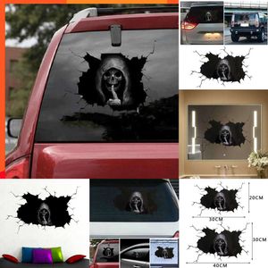 2024 Halloween Schädel Aufkleber Auto hintere Windschutzscheibe Stille Atmosphäre Aufkleber Auto Fenster Wandfestival Dekoration Autos Aufkleber