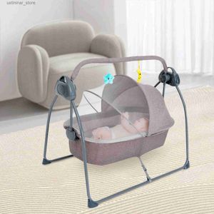Baby Cribs Baby Cradle Swing 5 Speed Electric Stand Crib Auto Rocking Chair Bed with Remote Control Infant Musical Sleeping Basket L416
