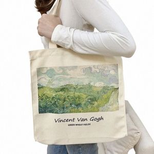 Extra dicke Leinwand weibliche Umhängetasche van Gogh Morris Vintage Ölgemälde Reißverschluss Bücher Handtasche große Tasche für Frauen Shop i9qh#