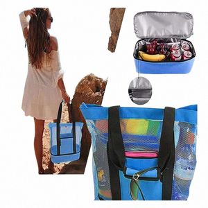 high Capacity Women Mesh Transparent Bag Double-layer Heat Preservati Large Picnic Beach Bags Tote Office Lunch Snacks Bag z5Wf#